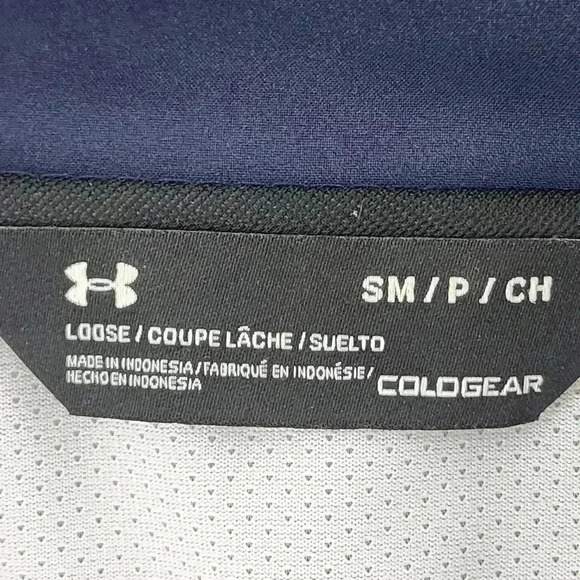 Under Armour Full Zip Navy Blue Windbreaker Mock neck Men's Sweatshirt Small - Picture 6 of 10